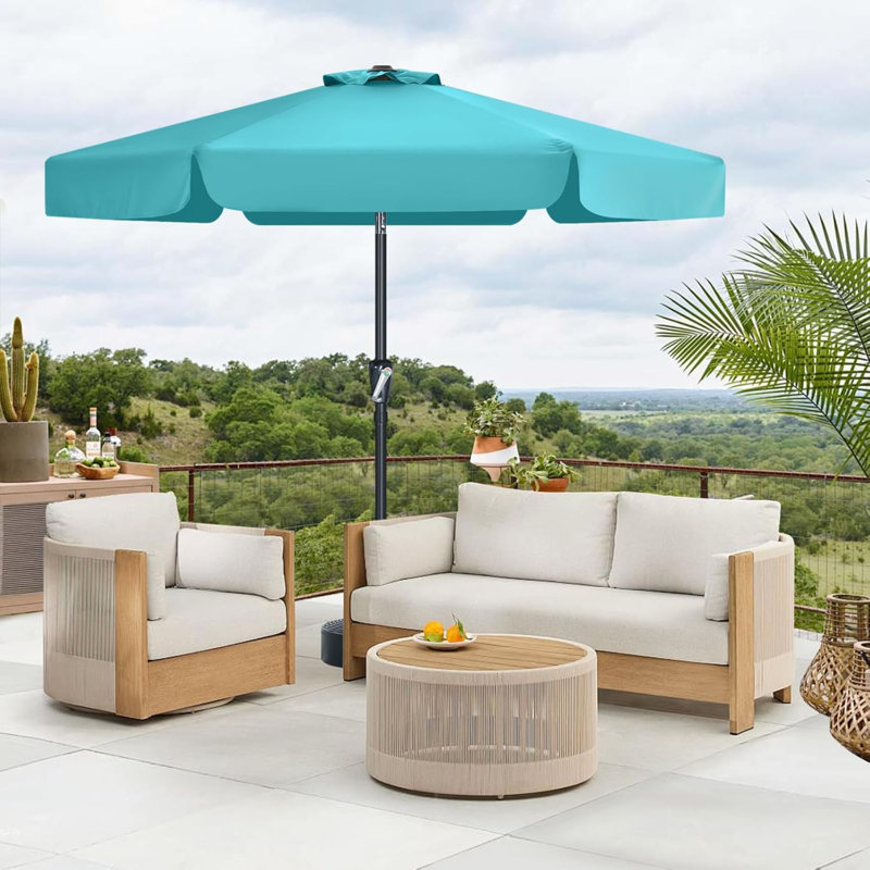 Cania Tilt Market Parasol, Turquoise, 203cm H x 230cm W x 230cm D