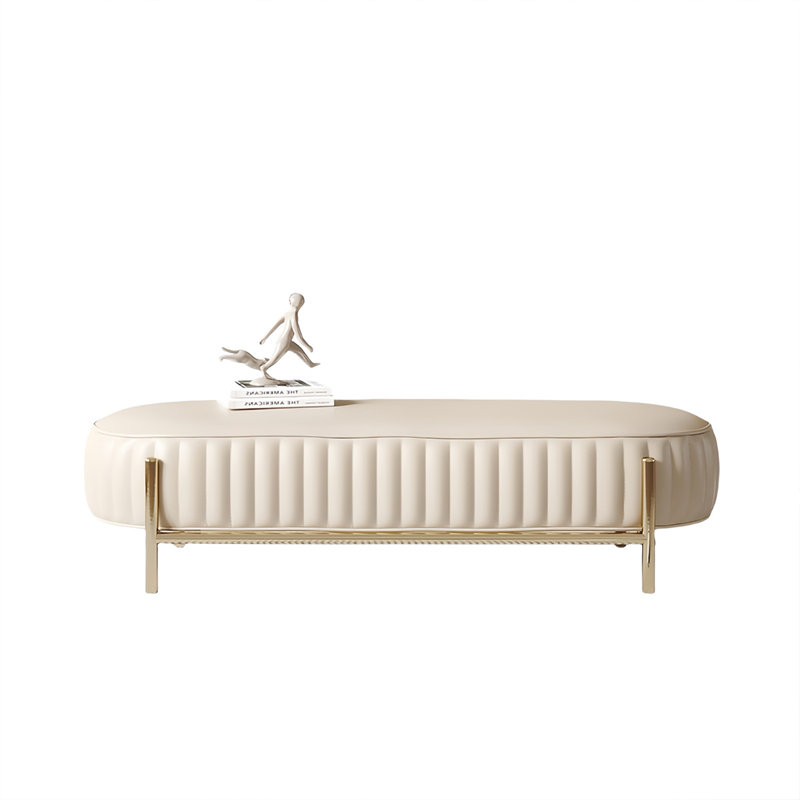 Banc rembourré en cuir Jacara, H 16,14 po x l 62,99 po x P 18,89 po
