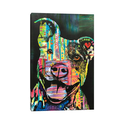 Exhuberant Pit Bull par Dean Russo - Giclée sur toile tendue avec châssis