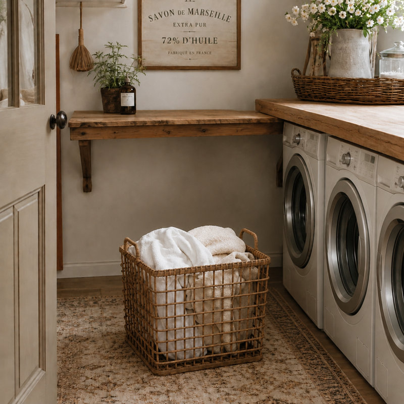Solid Wood Decorative Basket, 13.75" H x 12" W x 11" D