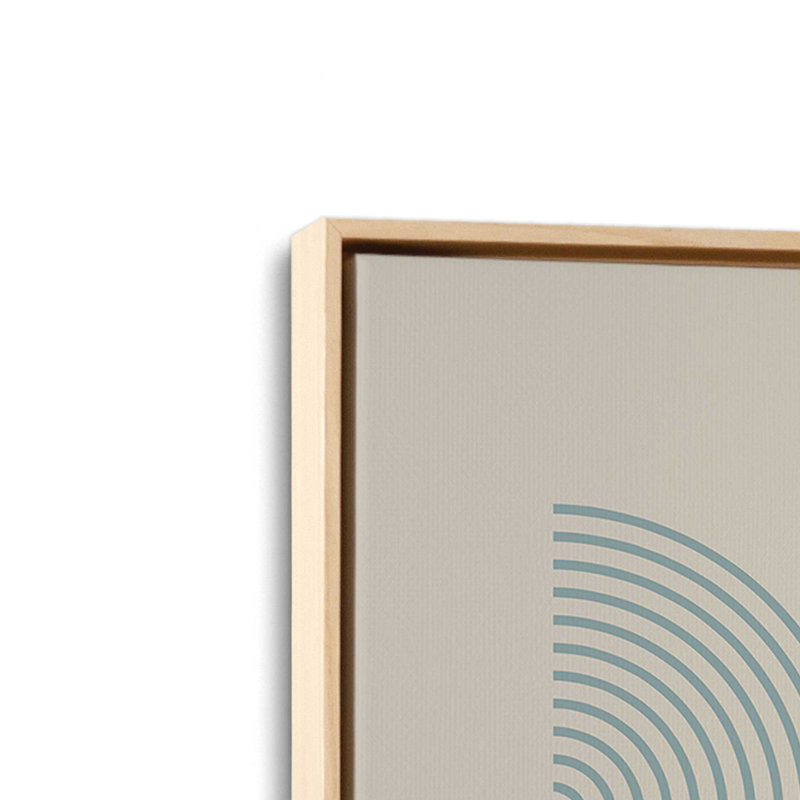 Affiche de composition Bauhaus, Cadre américain en érable flottant, H 12,75 po x l 8,75 po, Beige / bleu / bleu foncé
