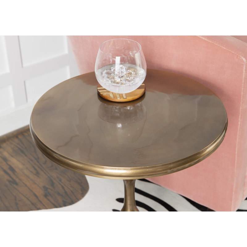 Table de bout à piédestal Andice, Doré