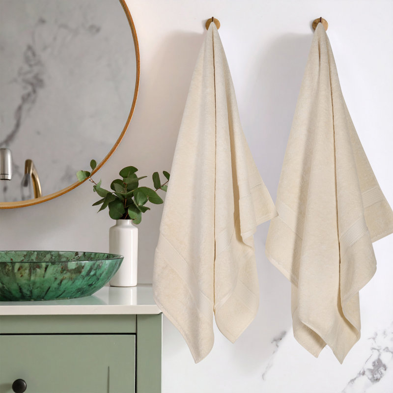 800 GSM Certified Egyptian Cotton Bath Towel Set (Set of 2), Cream