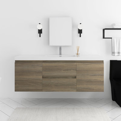 Meuble-lavabo double 60 po avec plateau en résine