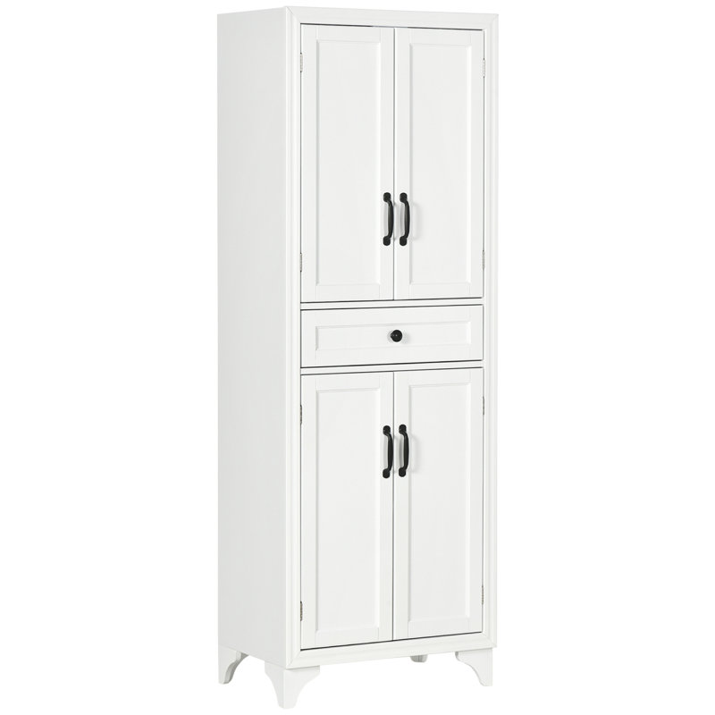 Armoire de cuisine autoportante de 67 po de hauteur, armoire de rangement 4 portes avec tiroir et tablettes réglables