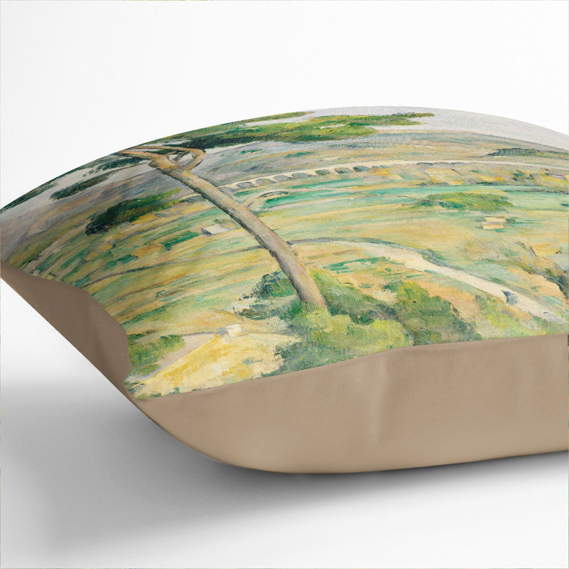 Mont Sainte-Victoire Viaduct Square Throw Cushion, 55cm H x 55cm W x 20cm D, Stone