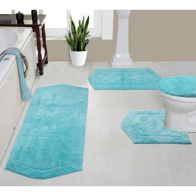 Ensemble de tapis de bain 4 pièces avec couvercle Waterford, séchage rapide, tapis lavables à la machine, absorbant