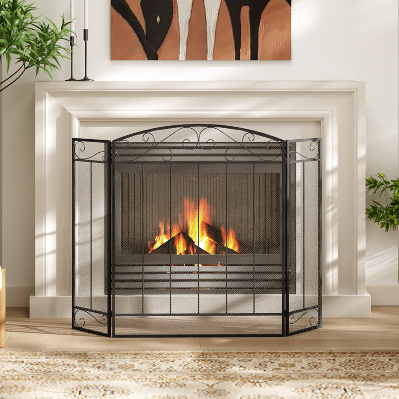 Averett 3 Panel Steel Fireplace Screen