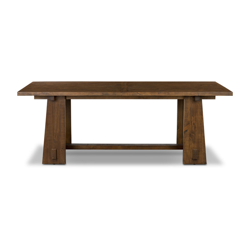 Combe Solid Pine Wood Extension Dining Table (82.5" - 122"), Brown