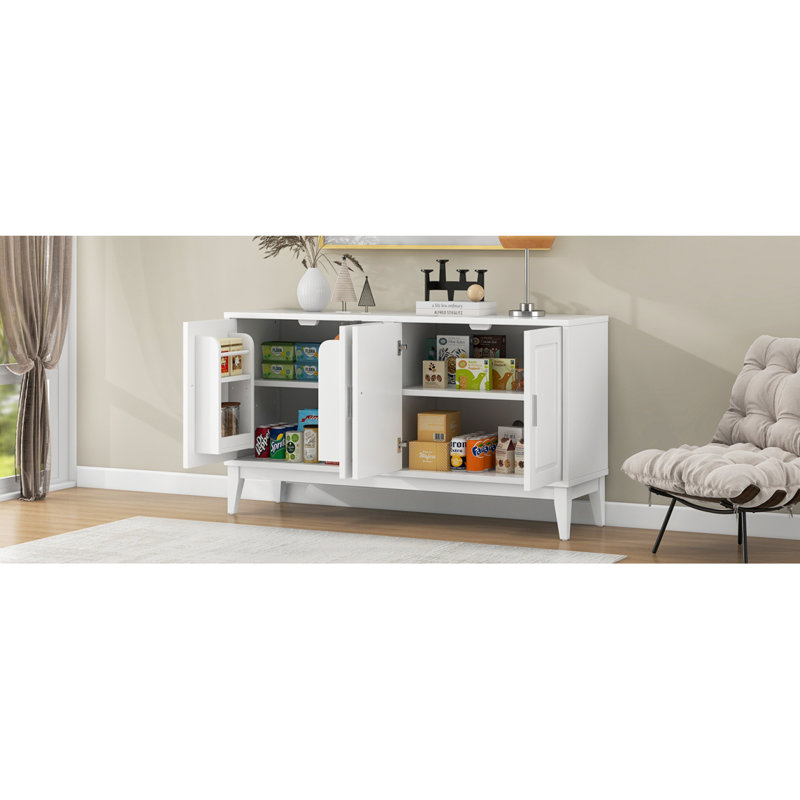 Buffet avec tablette de porte et grands armoires pour la salle à manger, Blanc
