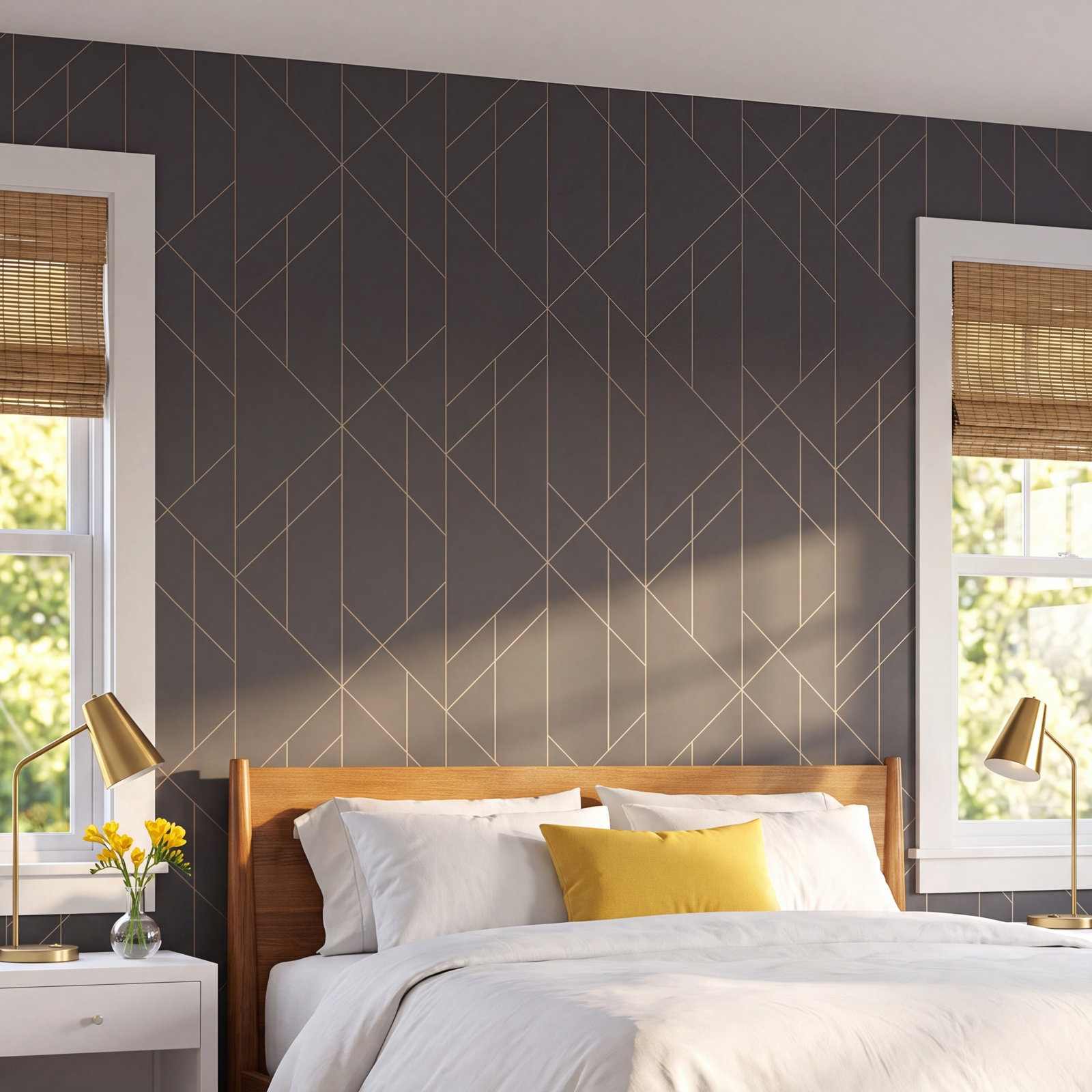 Foster Geometric Wallpaper, Charcoal