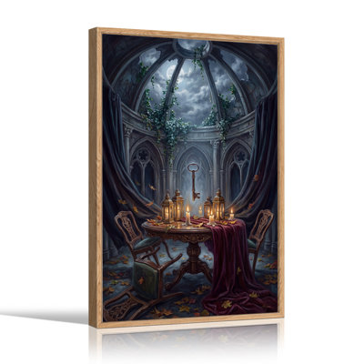 «Floating Key and Lanterns in Moonlit Gothic Dome», art mural