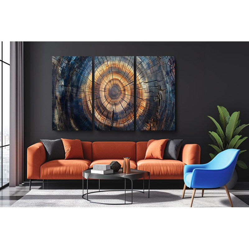 Triptych Canvas Wall Art – Ancient Tree Ring Triptych Canvas Wall Art, 36" H x 72" W