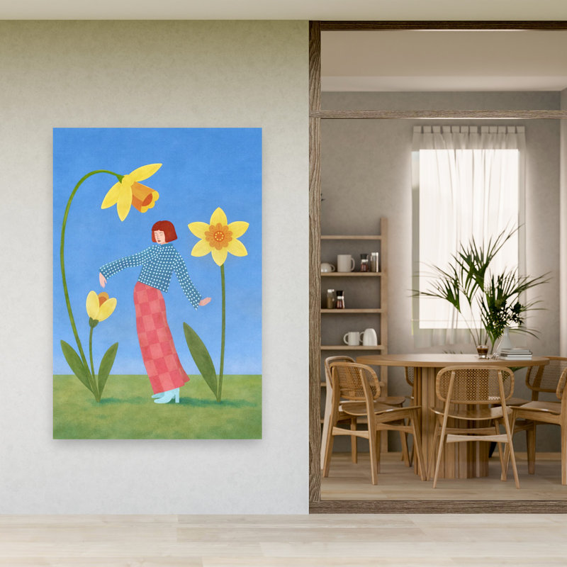 Printemps, jonquille, danse, fantaisie, H 60 po x l 40 po