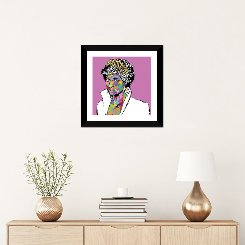«Diana» par Technodrome1 - impression d'art graphique, Blanc, H 16 po x l 16 po x p 1 po, Papier encadré noir