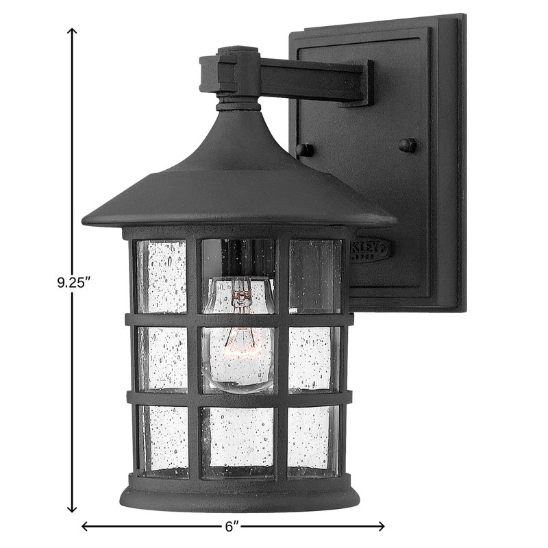 Black Aluminum Outdoor Wall Lantern with Clear Seedy Glass