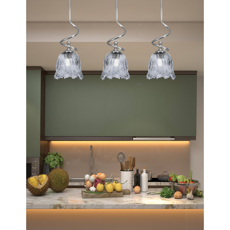 Sadea Stem Hung Mini Pendant Shown In Brushed Nickel Finish With 7" Smoke Lava Glass, Clear; Black/Brushed Nickel