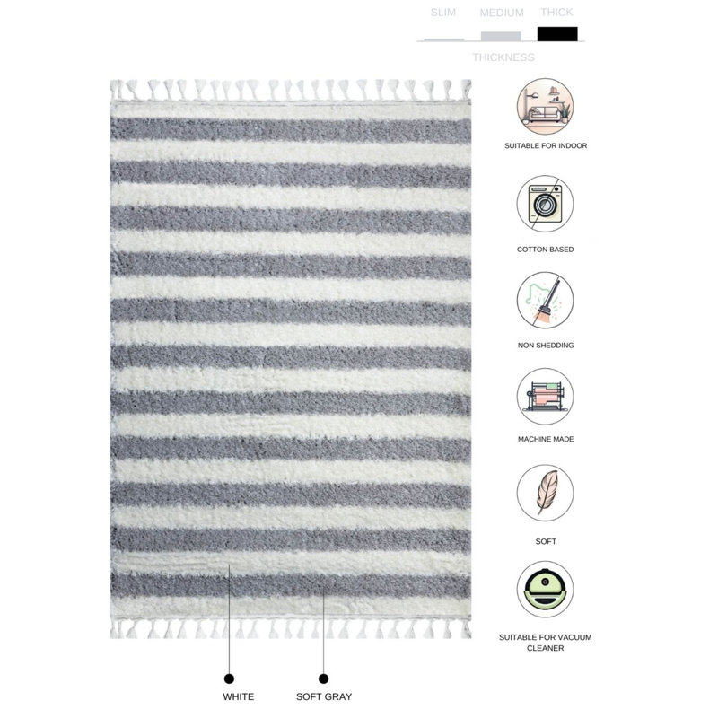 Benjemin Striped Indoor Rug, Rectangle 4' x 5'11"