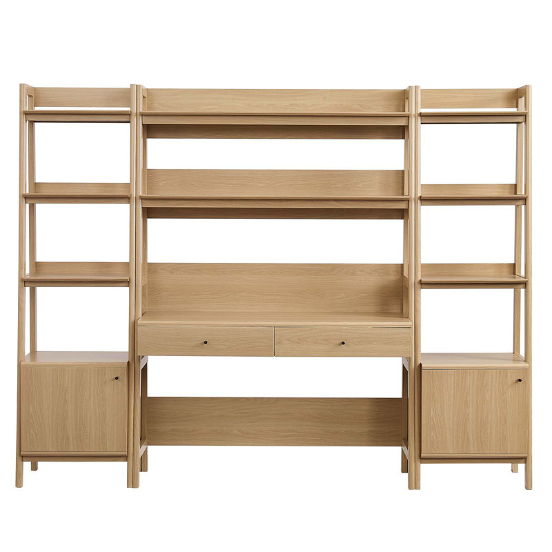  Bureau et bibliothèque en bois 3 pièces Bixby