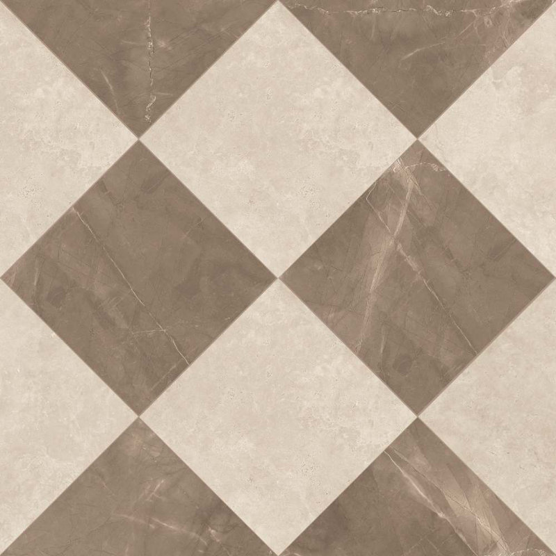 Windsor Checkerboard 12" x 12" Porcelain Tile, Bronze & Crema Marfil