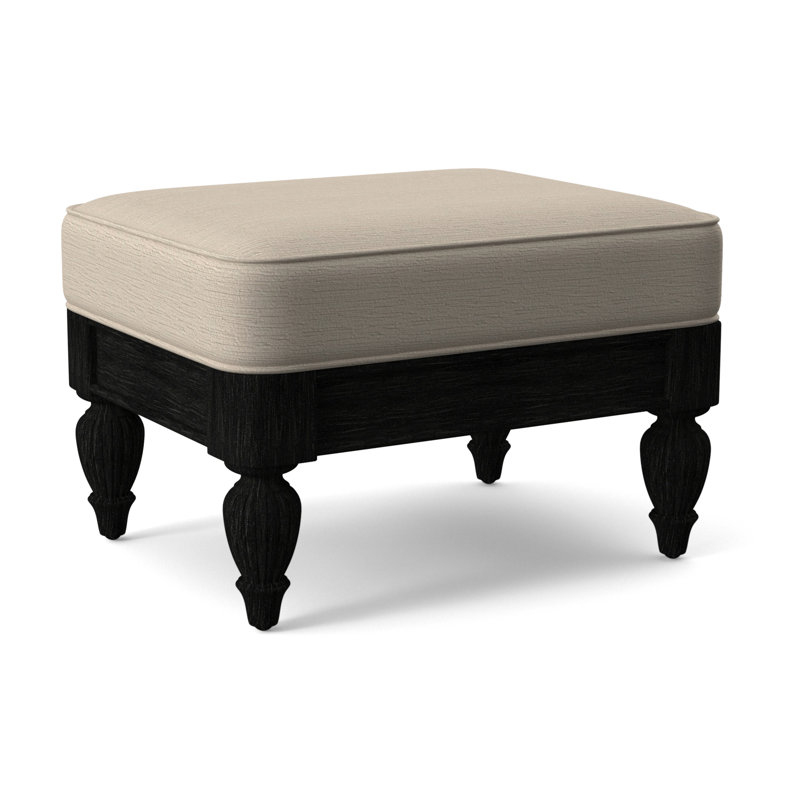 Grand View Ottoman, White Performance Fabric; 0851-94, Antique Black Finish