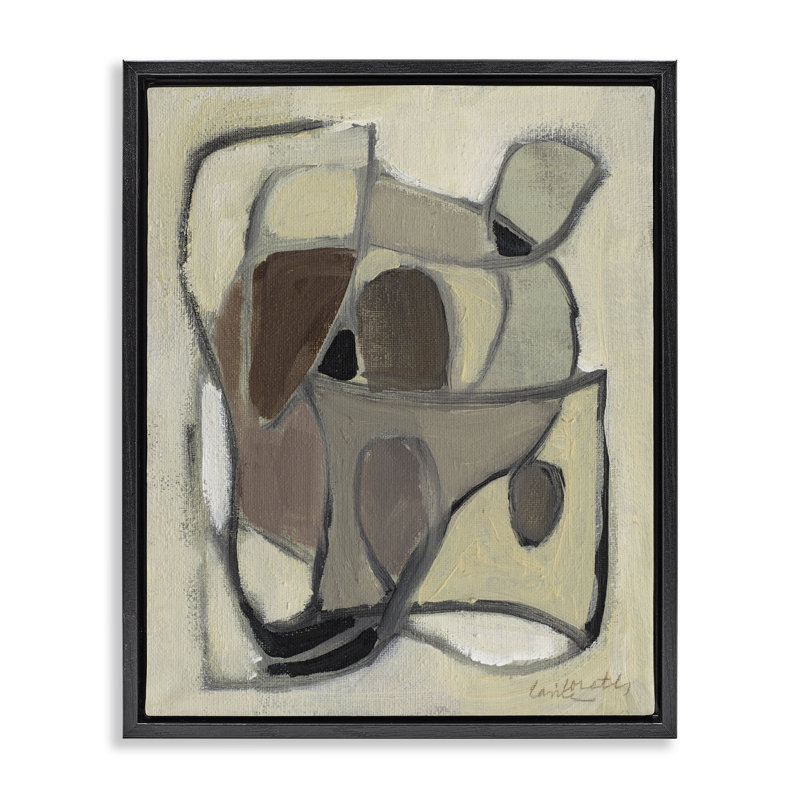 Cadre flottant abstrait à formes courbes rustiques, design par Lanie Loreth, Cadre flottant noir de jais, H 21 po x l 17 po