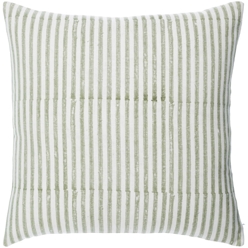 Striped Linen Throw Pillow, Pillow Cover Only - No Insert, 18" x 18", Green