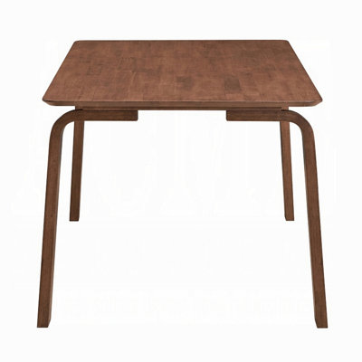 Kinni Dining Table, Walnut Brown Wood, Bent Legs, Rectangular 63 Inch