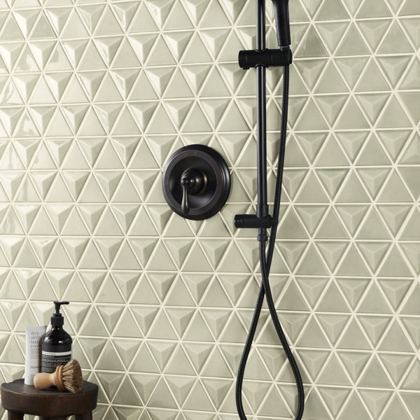 Overlay Triangle 11.02 In. X 12.55 In. Glossy Ceramic Mosaic Wall Tile (11 Sq. Ft. / Case)