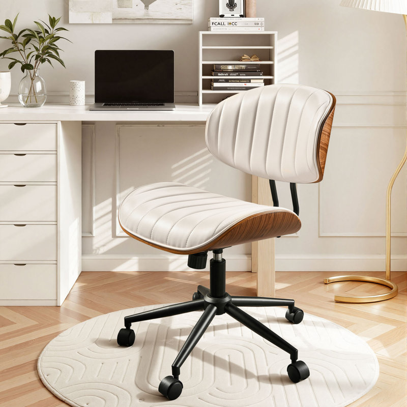 Albaugh Ergonomic Office Chair Swivel Task Chair with Adjustable Gas Lift, White