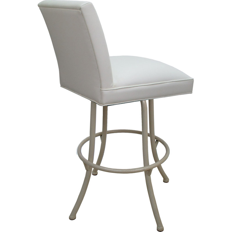 Tabouret pivotant en métal sur base Noam, Siège blanc / cadre beige, Tabouret de comptoir (assise à une hauteur de 26 