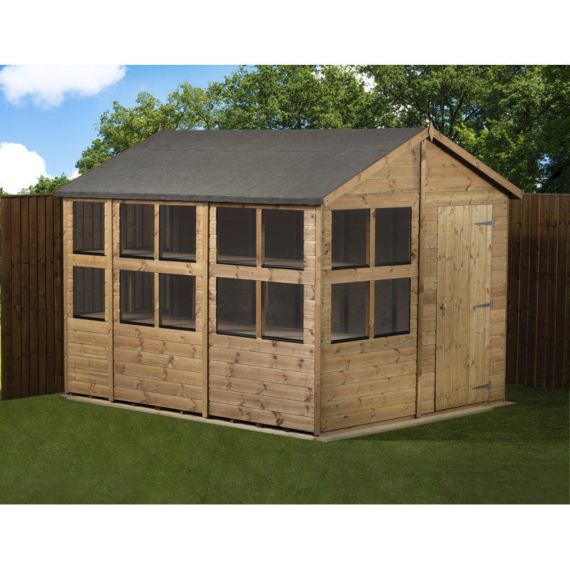 8 ft. W x 12 ft. D Solid wood Tongue & Groove Apex Garden Shed