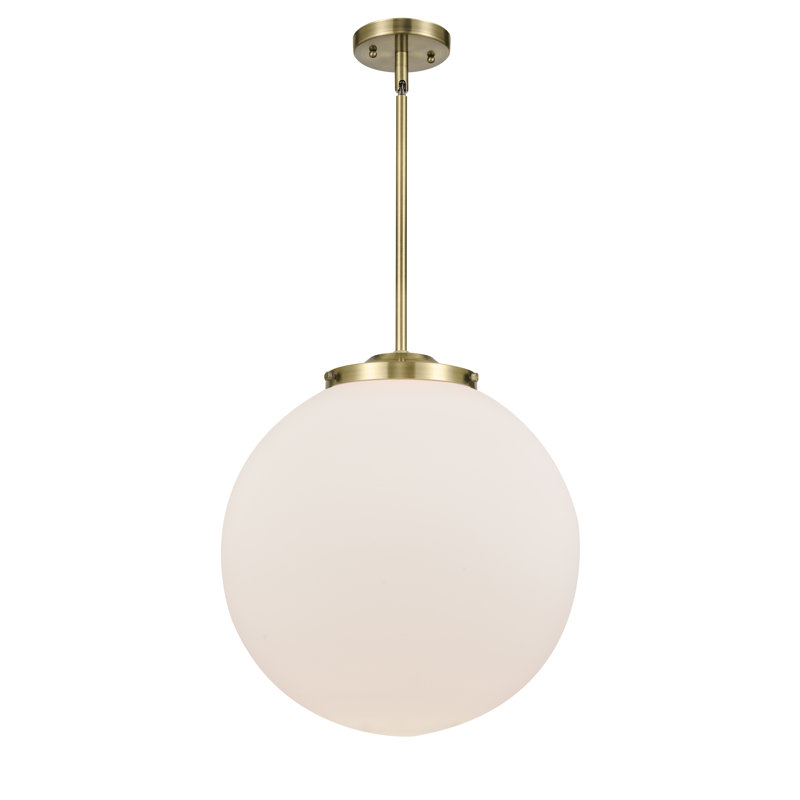Luminaire suspendu sphère 1 lumière Beacon, Or satiné, H 17 po x l 16 po x P 16 po, Blanc mat