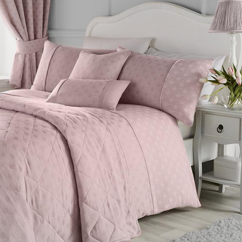Fleshman Jacquard Pencil Pleat Semi Sheer Curtains, Blush Pink, 168 W x 183 D cm