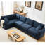 Canapé modulaire en forme de L, convertible 5 places avec revêtement bleu foncé et support à ressorts ensachés-534145903-534145901