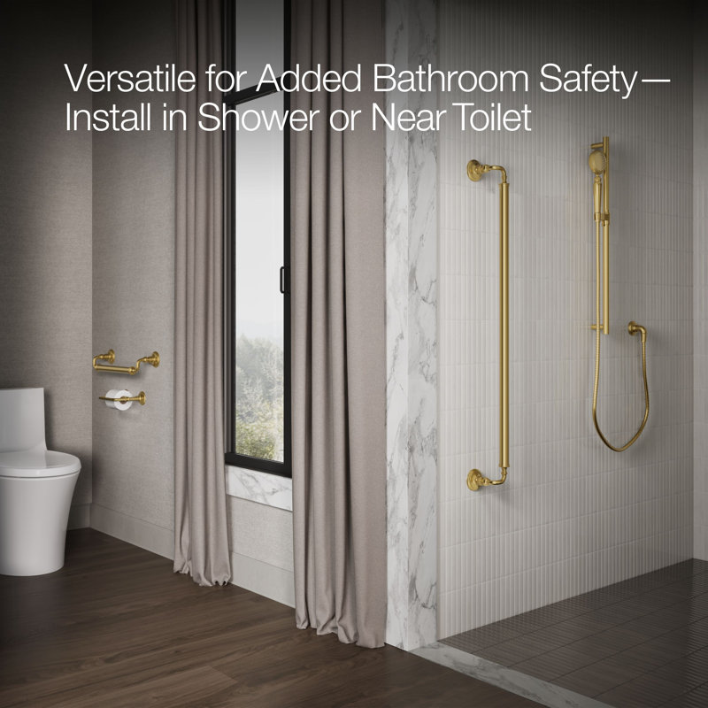 Artifacts Grab Bar, 42"W, Vibrant Brushed Modern Brass