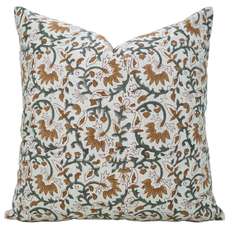 Housse de coussin en coton Floral, Carré, H 16 po x l 16 po