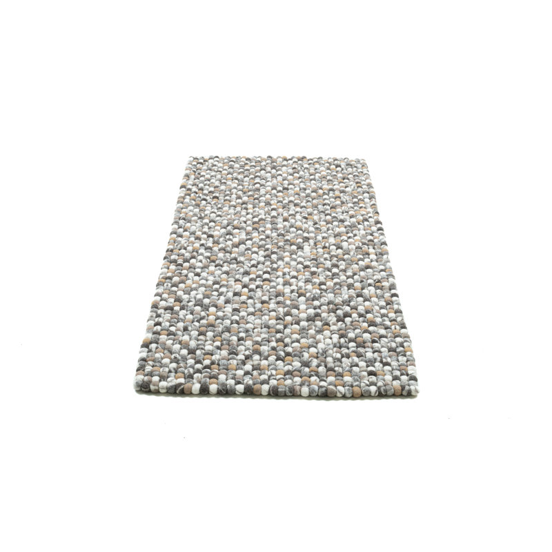 Lauge Hand Felted Wool Beige Rug, Rectangle 70cm x 140cm