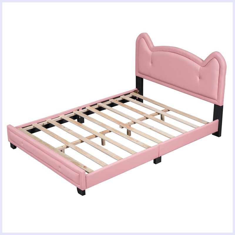 Ceasar Vegan Leather Platform Bed, Pink, Full
