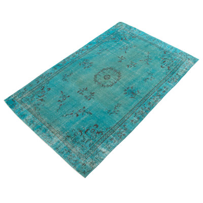 Tapis turquoise à transition de couleur 6 pi 5 po x 10 pi 3 po