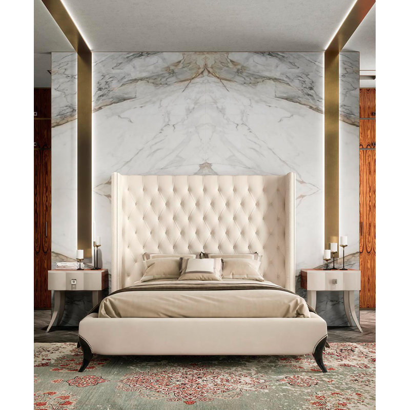 King Tufted Upholstered Low Profile Standard Bed