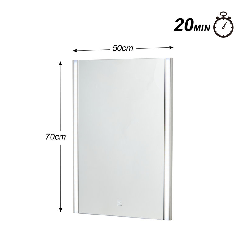 Bathroom Mirror,Illuminated LED Bathroom Mirror, LED Mirrors Light With Touch Control Switch,3cm, 70cm H x 50cm W