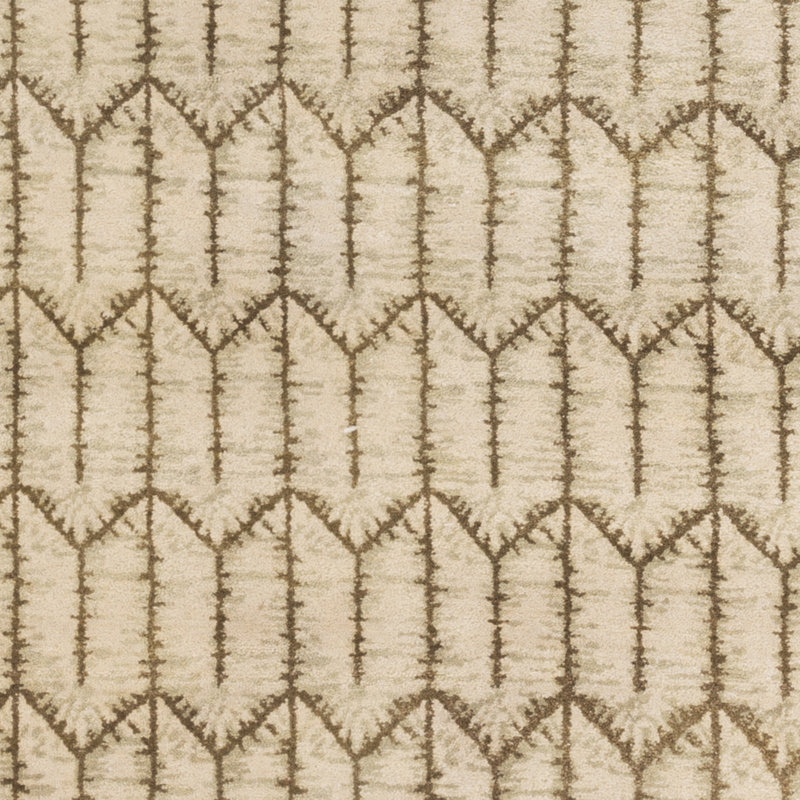 Thompson Wool Geometric Area Rug in Ivory/Brown, Rectangle 6' x 9'