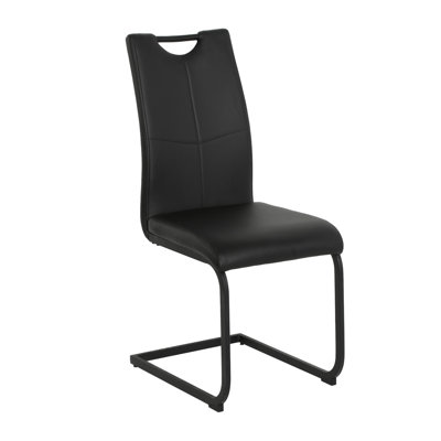 Modern Black PU dining chair living room chair upholstered chair, black metal chair leg design, kitchen, living room, bedroom, dining room side chair