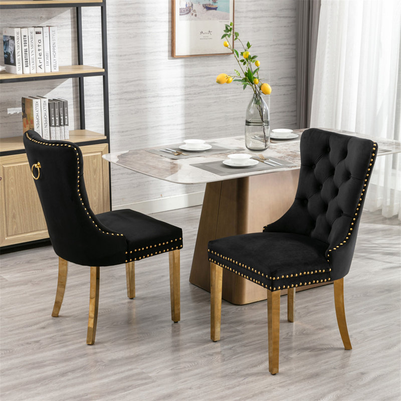 Dining Chair (No Including Dining Table), Gold, Black