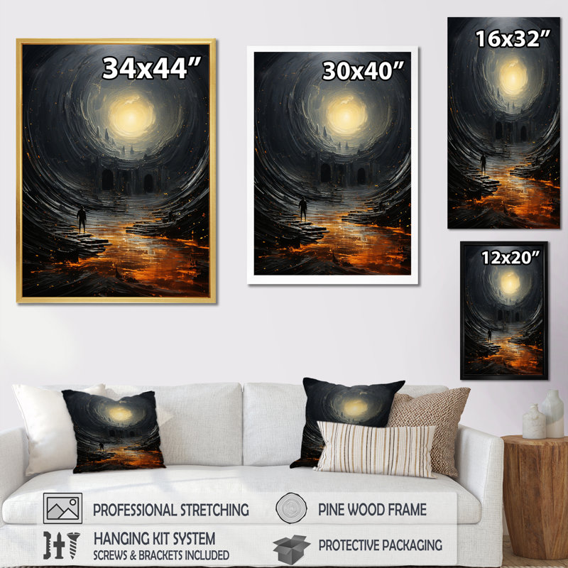 «Black Cosmic Curl Spiral» - Reproduction sur toile de spirales abstraites_106077, H 40 po x l 30 po x P 1,5 po