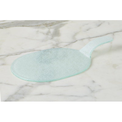 Mini Glass Oval Cheese Tray, White