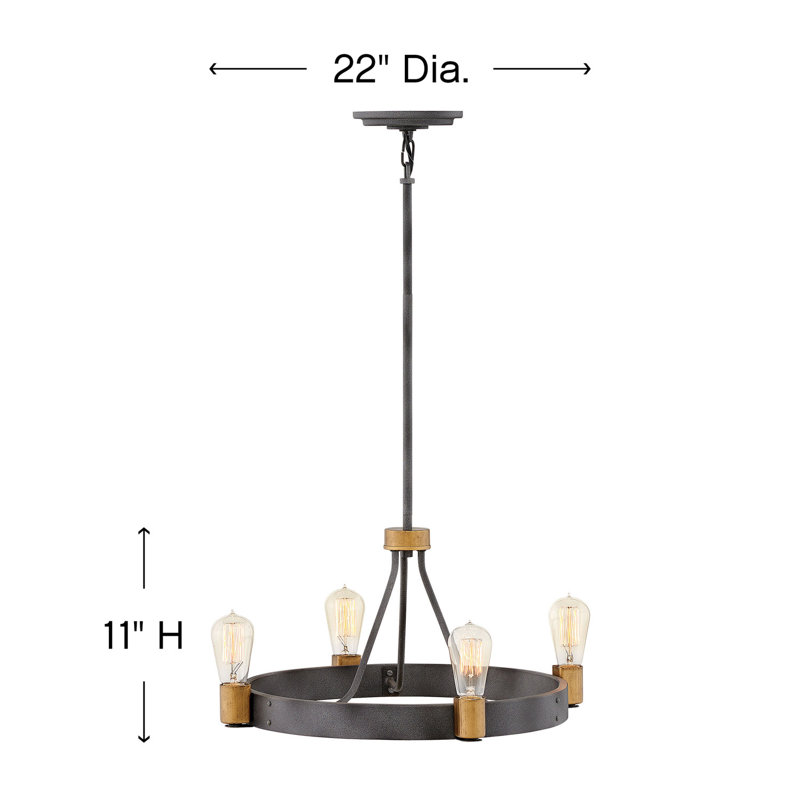 Silas 4 - Light Candle Style Wagon Wheel Chandelier