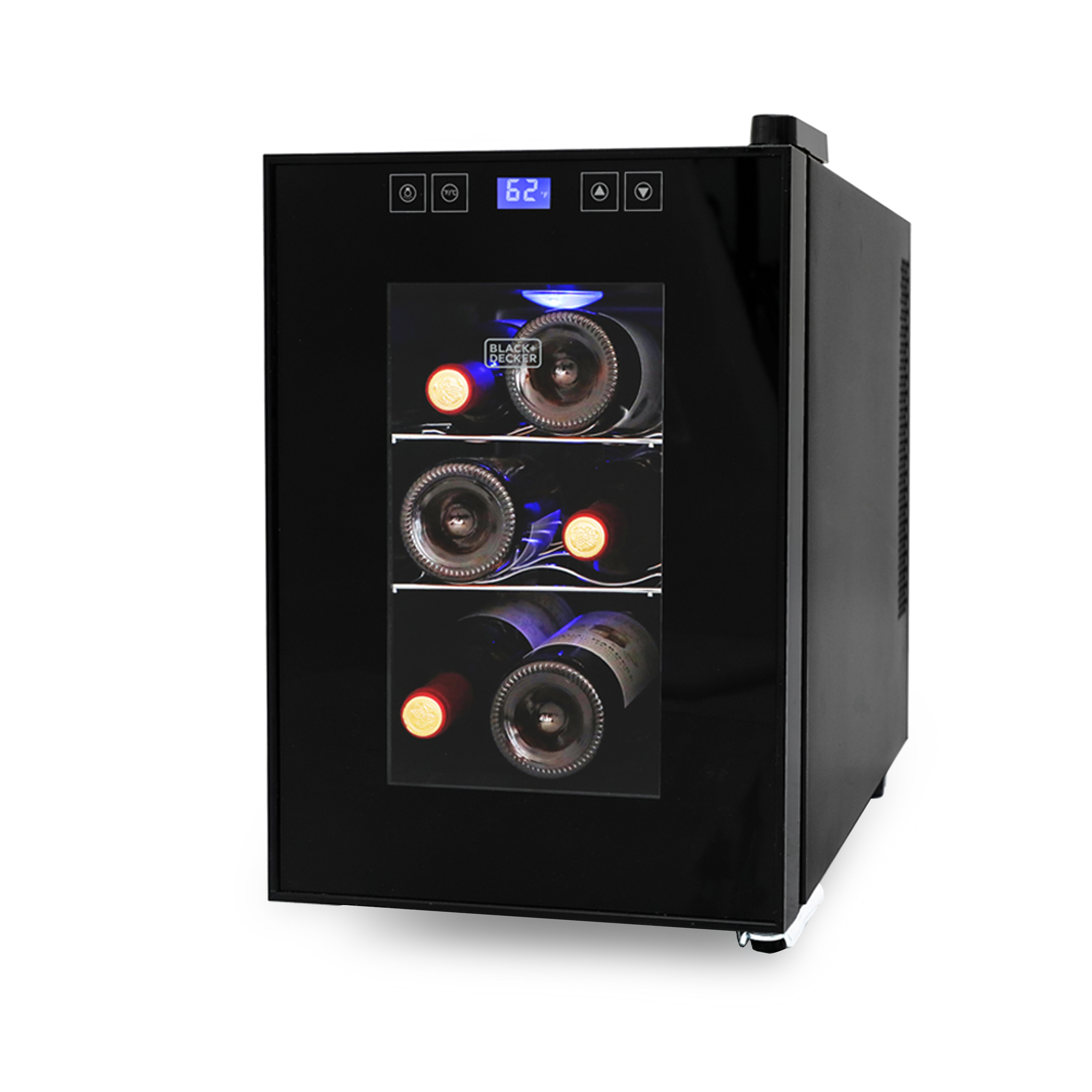 BLACK+DECKER 24 Bottle Wine Fridge with LED Display, Compressor Cooling  Wine Cooler Refrigerator with Interior Light, Temperature Controlled Wine