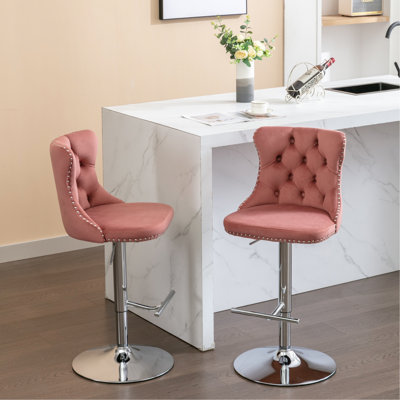 Velours Rivoli réglable, dossier confortable, base stable de 17,7 po, poignées et clous faits à la main, 2, revêtement en hauteur Sw1812pp, 2 pour pub à domicile